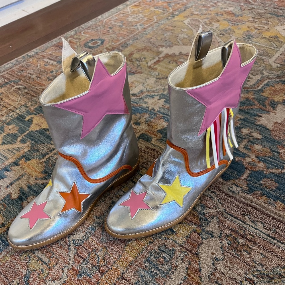 Stella McCartney Kids Silver Star Cowgirl Boots EU 33 | Excellent Condition